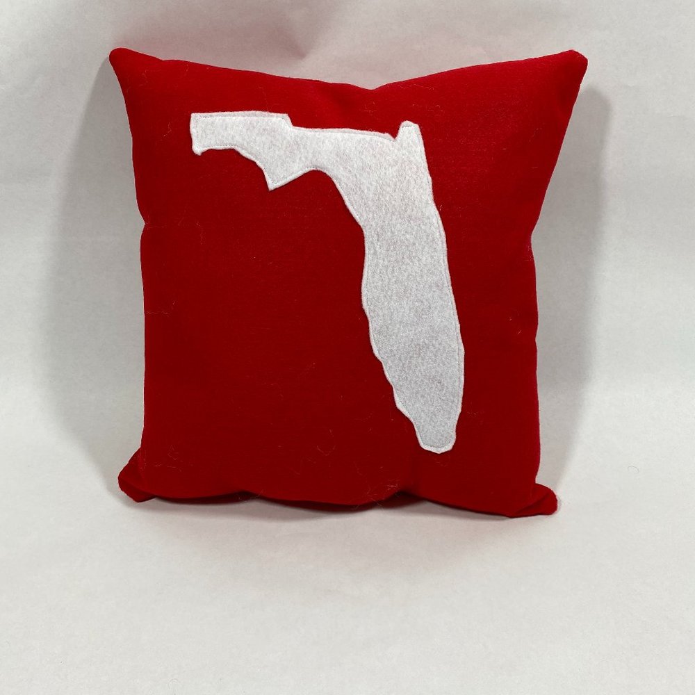 State‎ Of Florida (Red and White) Decorative Pillow